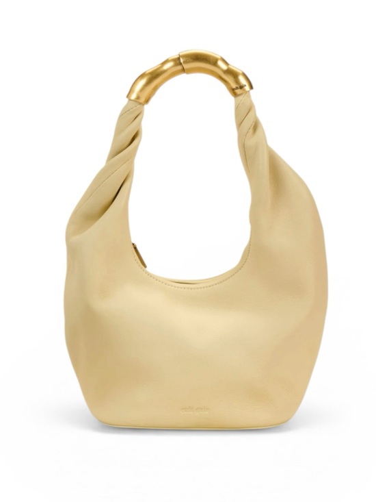 cult gaia Handbags - Cult Gaia Meerah Top Handle Bag Sculptural Gold Handle Butter Yellow Leather OS